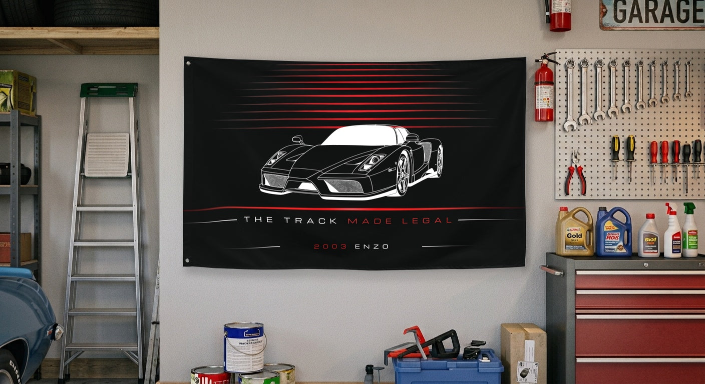 Ferrari Enzo Supercar 2003 car silhouette flag - Garage Wall
