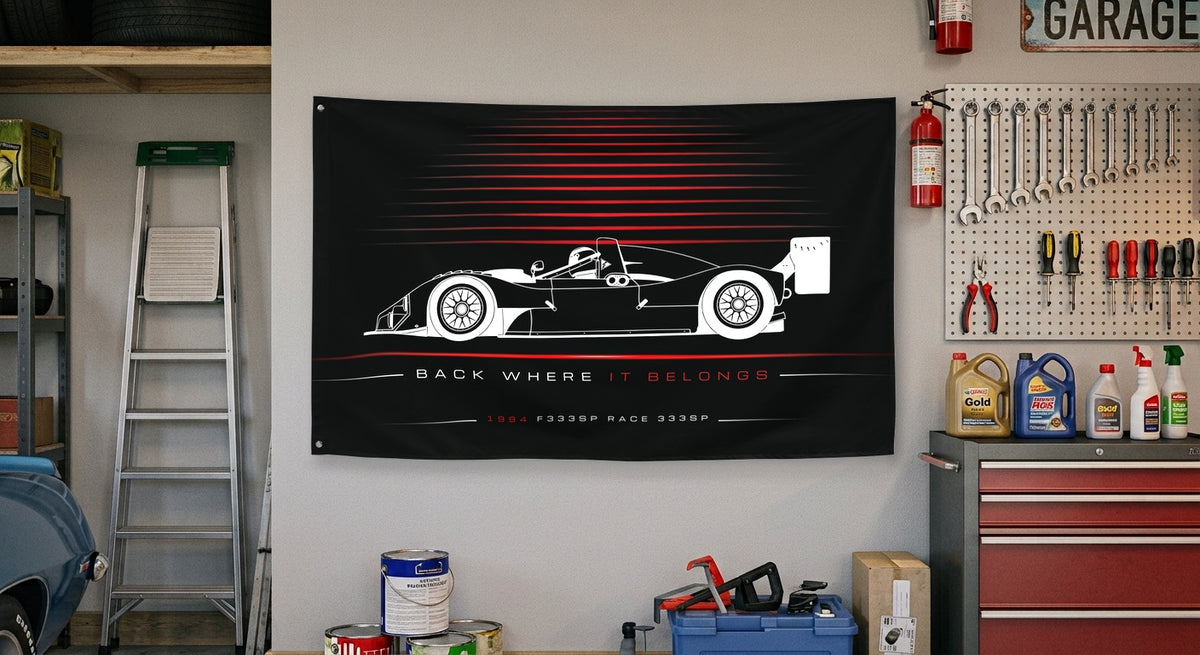 Ferrari F333SP Race 333SP 1994 car silhouette flag - Garage Wall