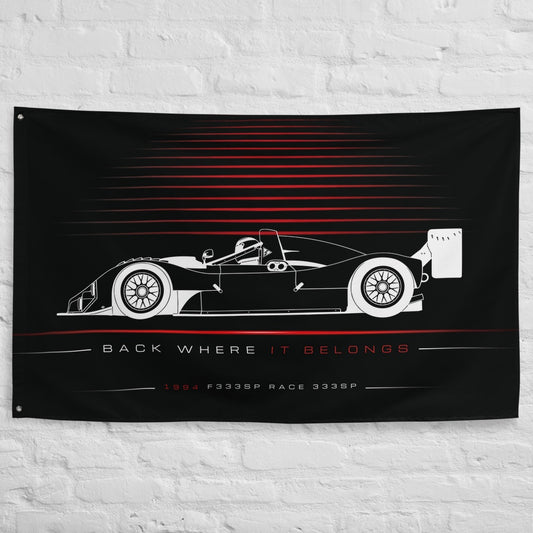 Ferrari F333SP Race 333SP 1994 car silhouette flag - White Brick Wall