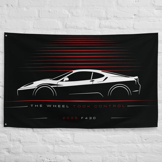 Ferrari F430 2005 car silhouette flag - White Brick Wall