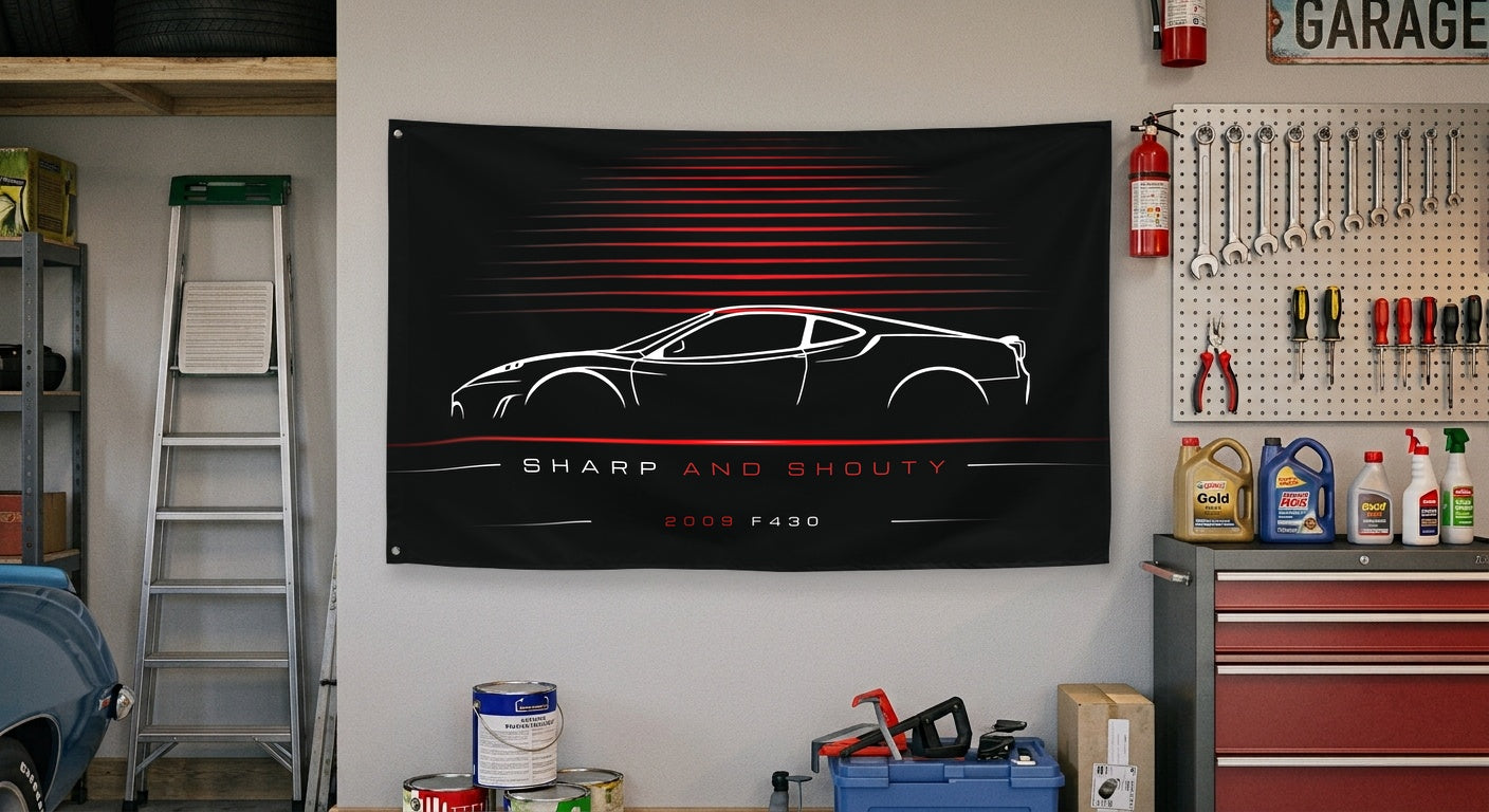 Ferrari F430 2009 car silhouette flag - Garage Wall