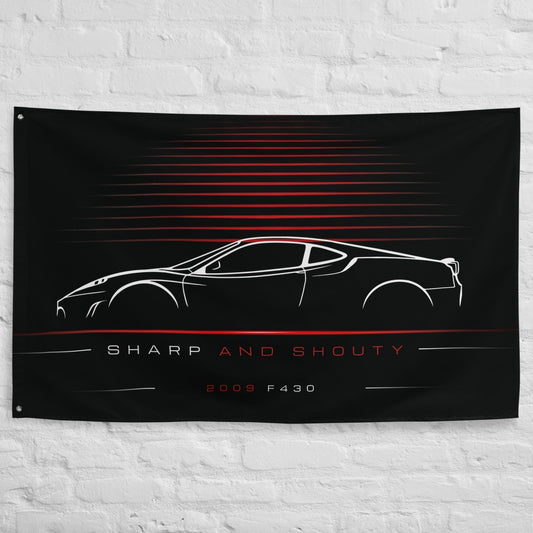 Ferrari F430 2009 car silhouette flag - White Brick Wall