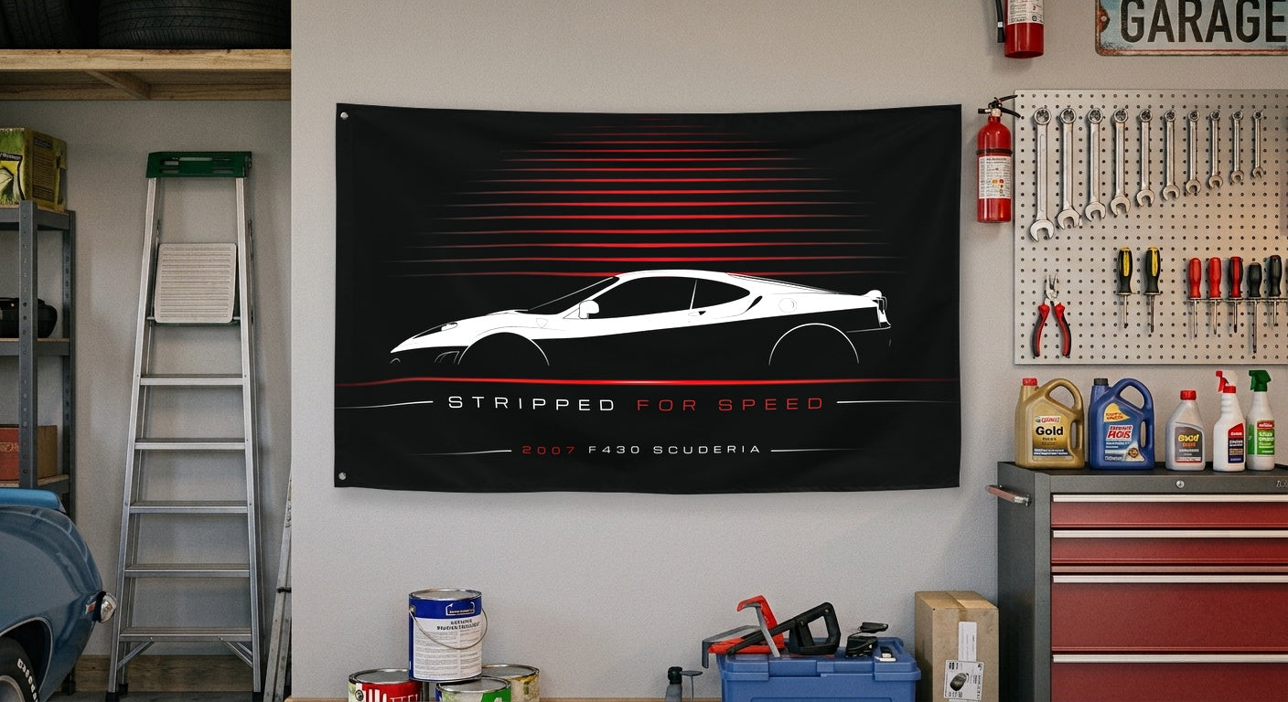 Ferrari F430 Scuderia 2007 car silhouette flag - Garage Wall