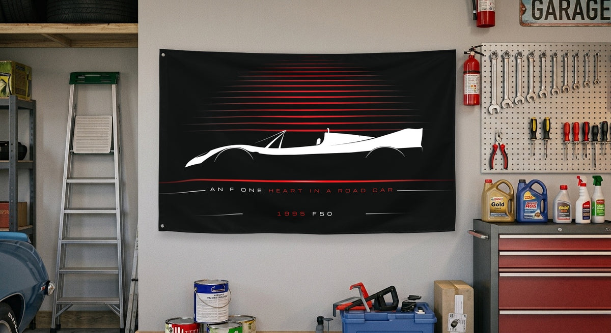 Ferrari F50 1995 car silhouette flag - Garage Wall