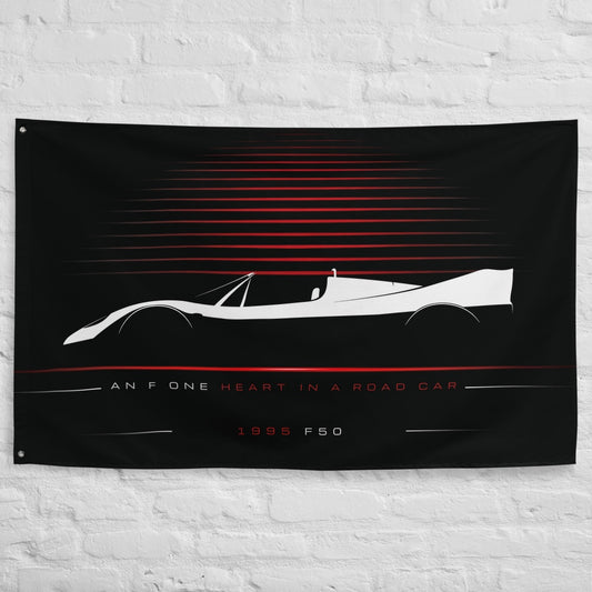 Ferrari F50 1995 car silhouette flag - White Brick Wall
