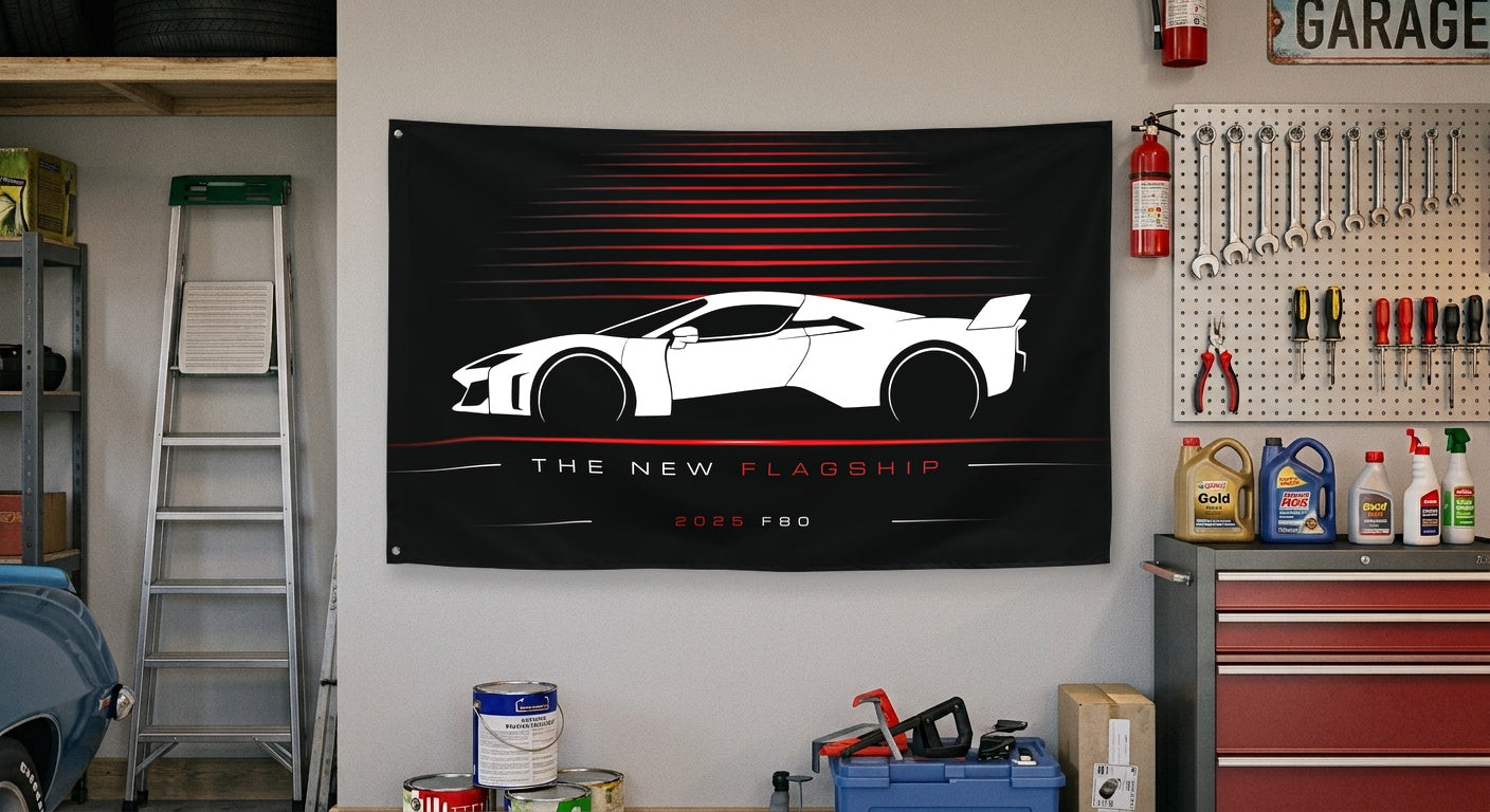 Ferrari F80 2025 car silhouette flag - Garage Wall