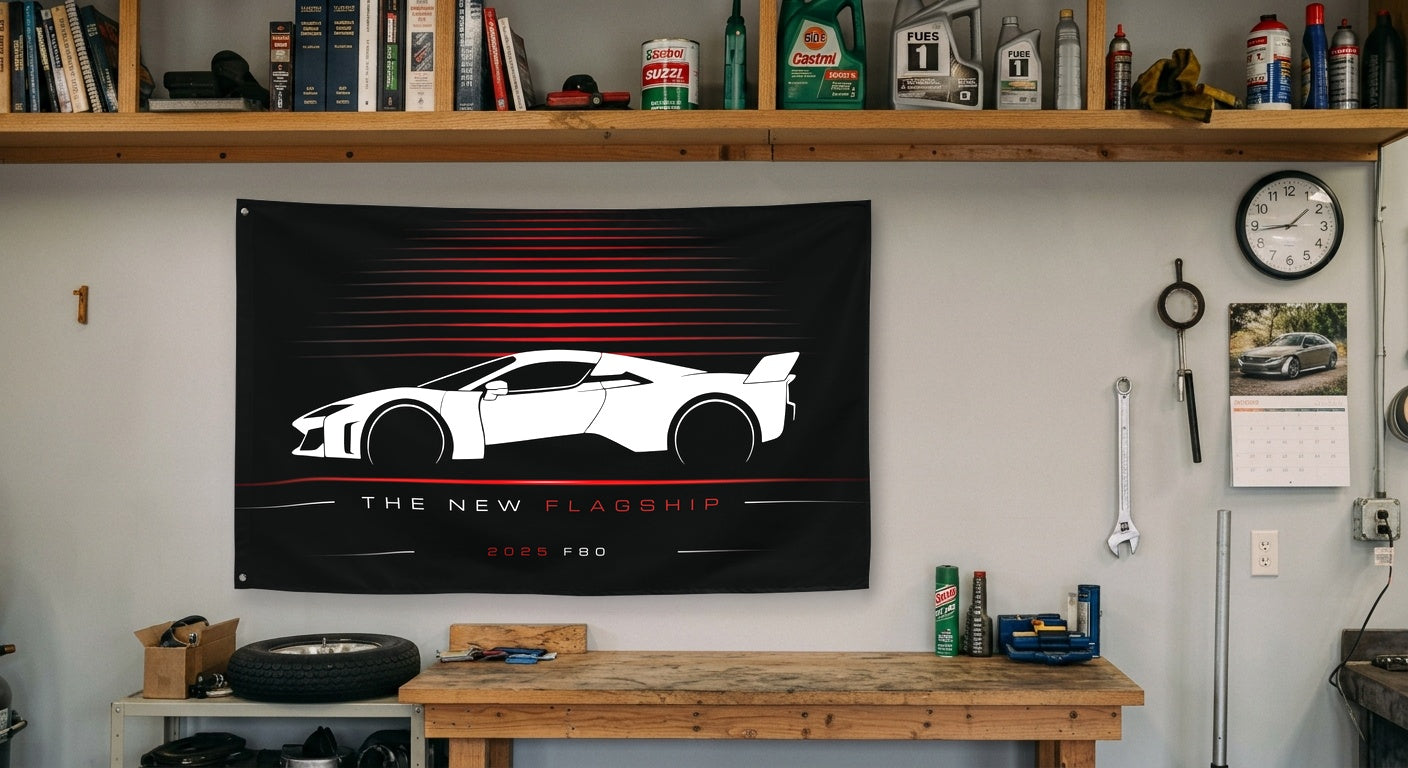 Ferrari F80 2025 car silhouette flag - Garage Workbench