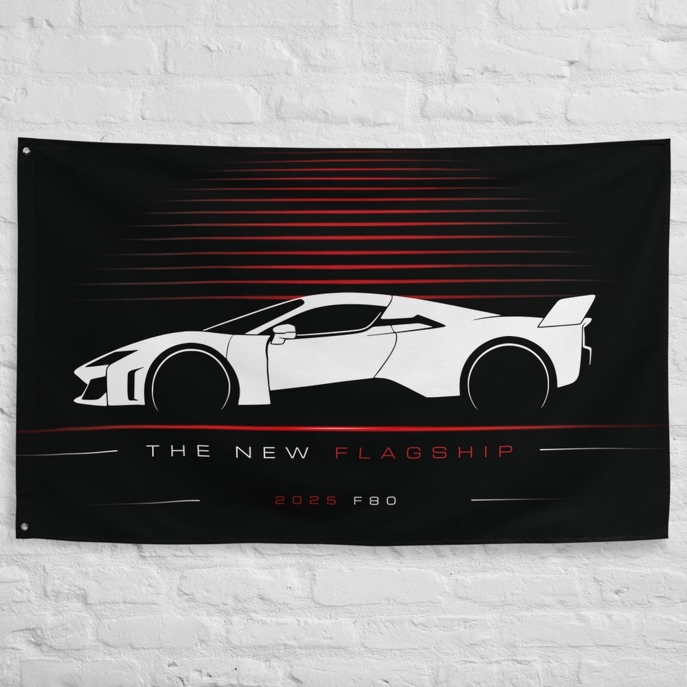 Ferrari F80 2025 car silhouette flag - White Brick Wall