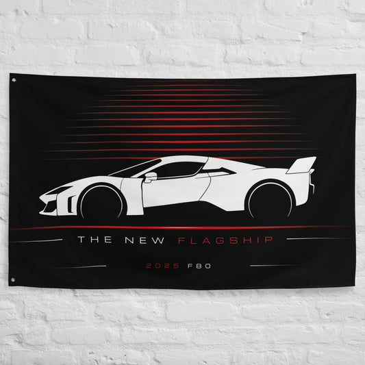 Ferrari F80 2025 car silhouette flag - White Brick Wall
