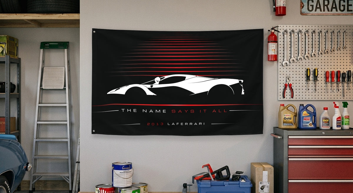 Ferrari LaFerrari 2013 car silhouette flag - Garage Wall
