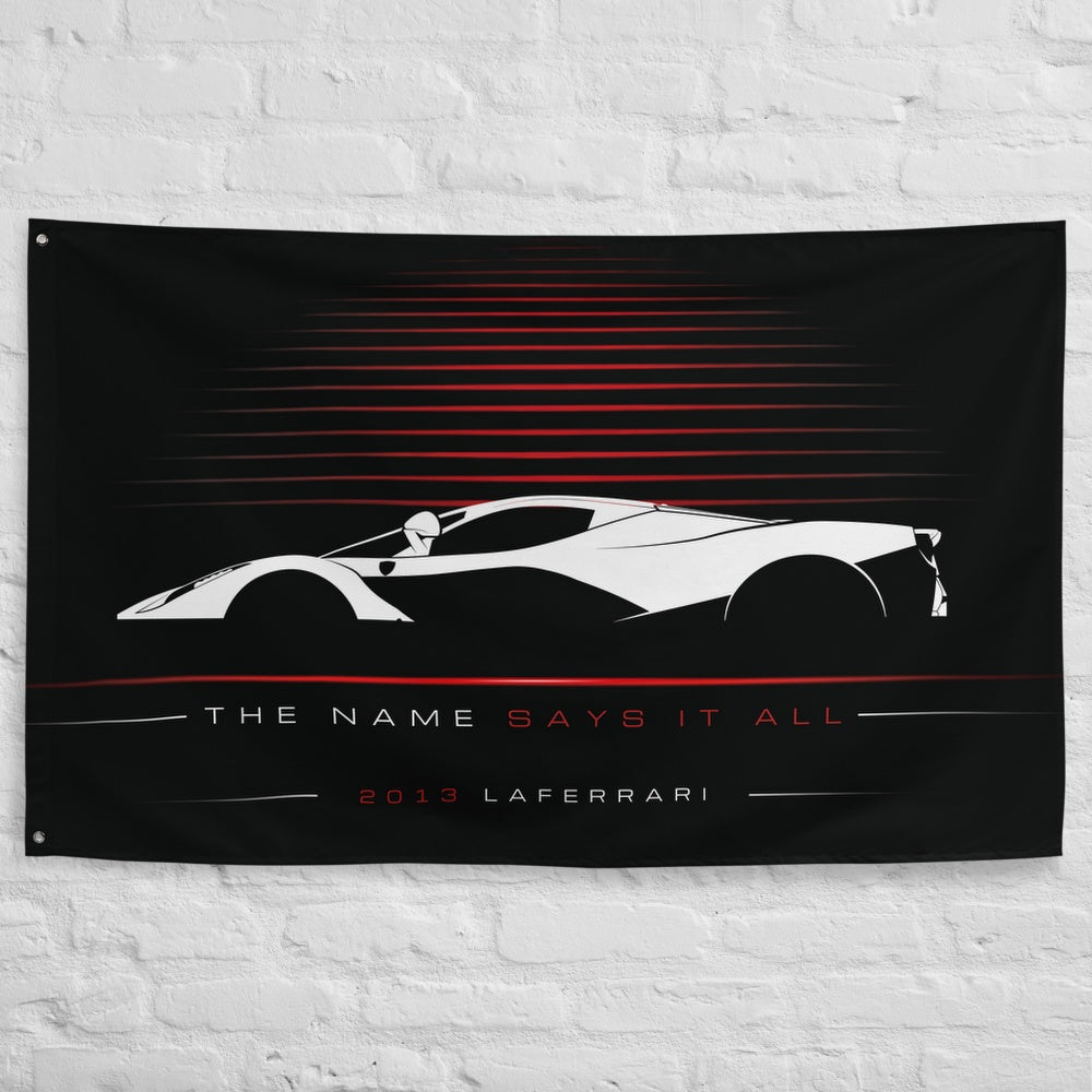Ferrari LaFerrari 2013 car silhouette flag - White Brick Wall
