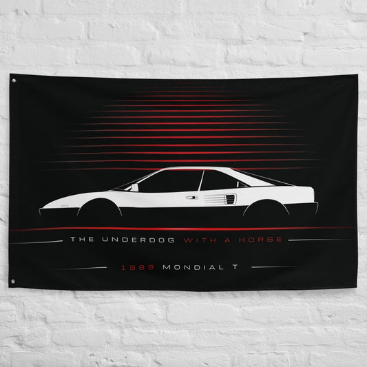 Ferrari Mondial T 1989 car silhouette flag - White Brick Wall