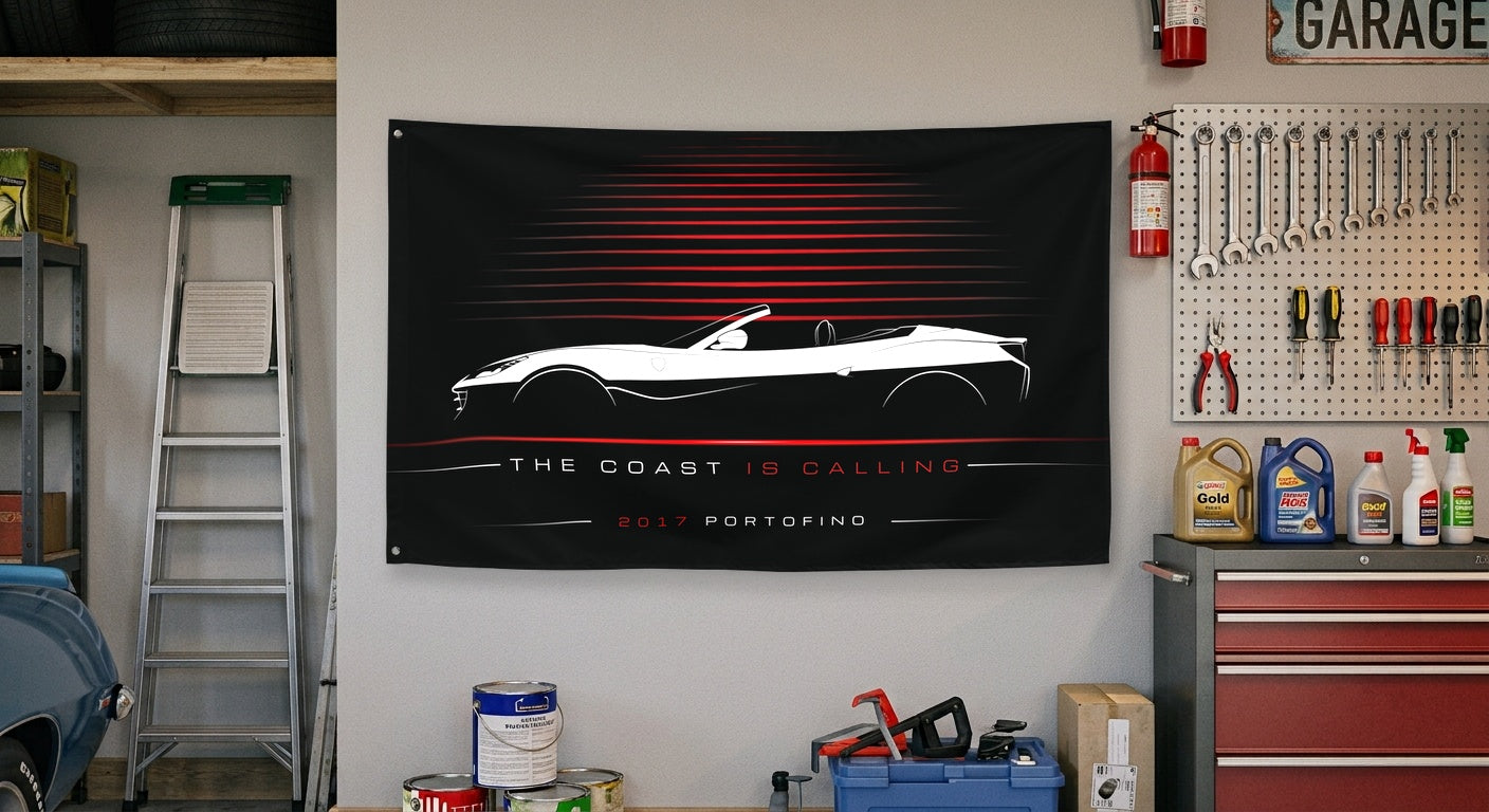 Ferrari Portofino 2017 car silhouette flag - Garage Wall
