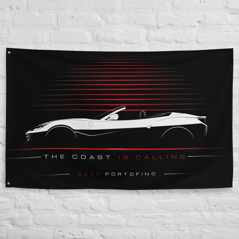 Ferrari Portofino 2017 car silhouette flag - White Brick Wall