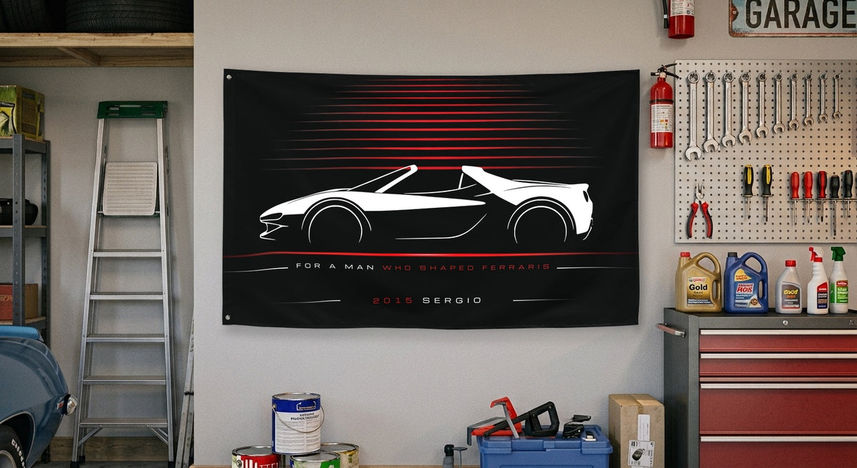 Ferrari Sergio 2015 car silhouette flag - Garage Wall