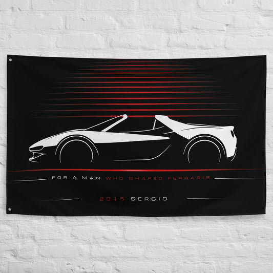 Ferrari Sergio 2015 car silhouette flag - White Brick Wall