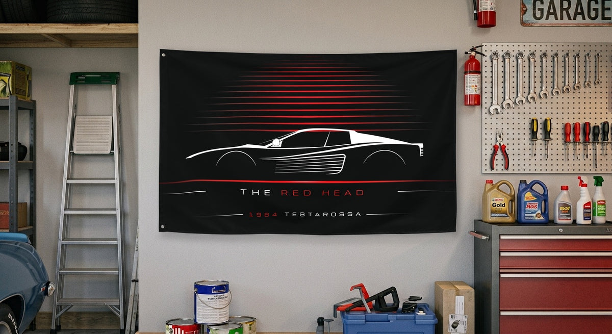 Ferrari Testarossa 1984 car silhouette flag - Garage Wall