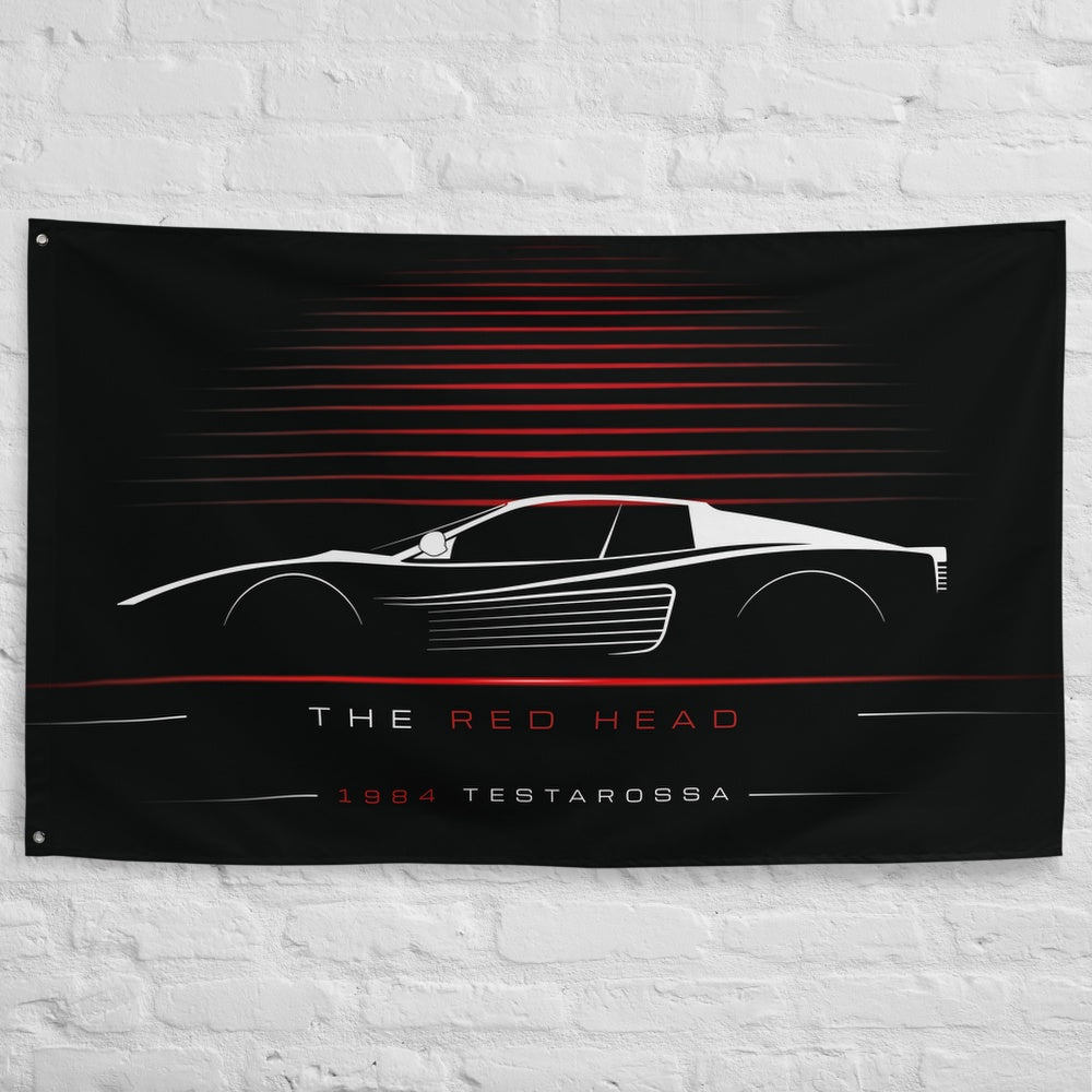 Ferrari Testarossa 1984 car silhouette flag - White Brick Wall