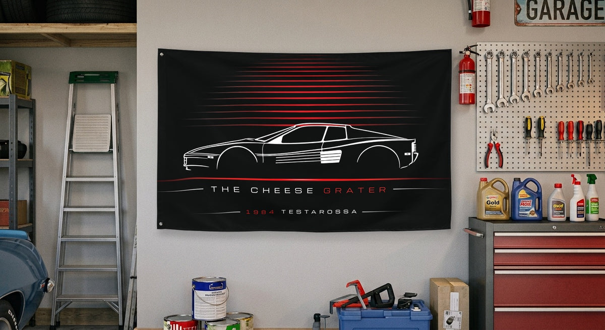 Ferrari Testarossa 1984 car silhouette flag - Garage Wall