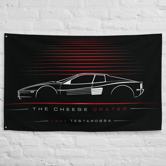 Ferrari Testarossa 1984 car silhouette flag - White Brick Wall