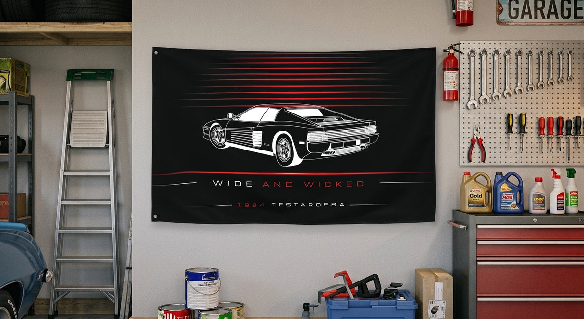 Ferrari Testarossa 1984 car silhouette flag - Garage Wall