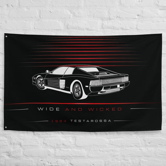 Ferrari Testarossa 1984 car silhouette flag - White Brick Wall