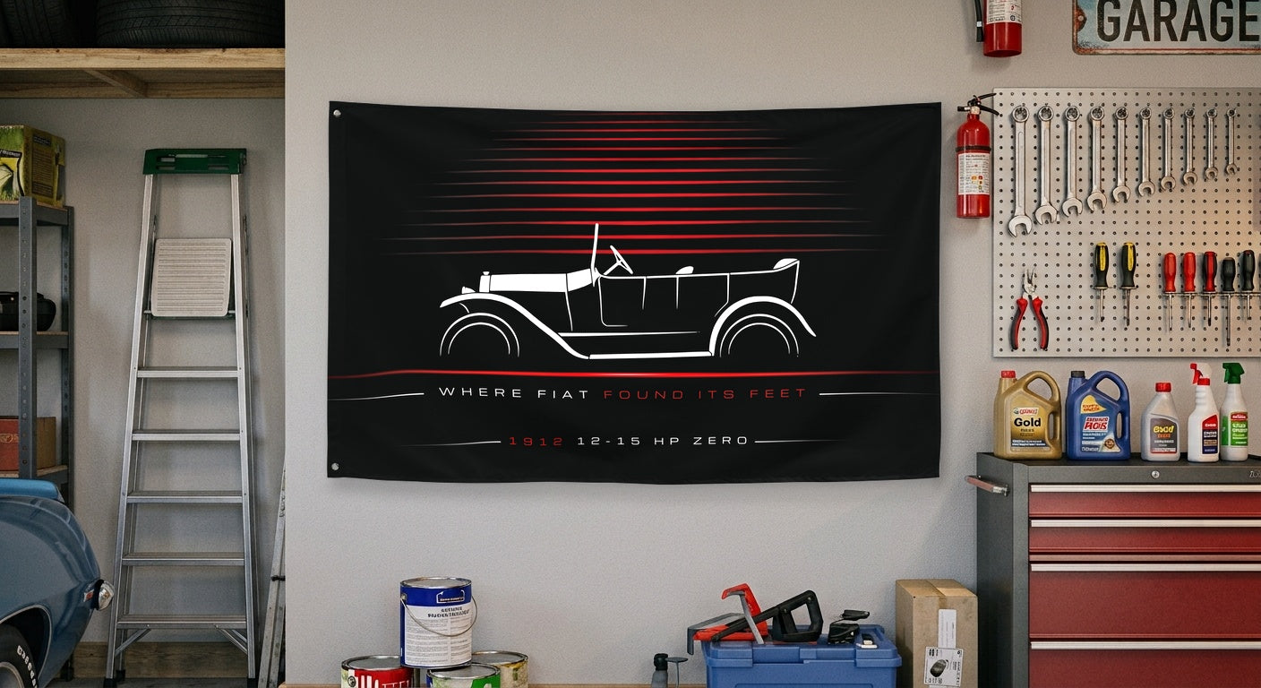 Fiat 12-15 HP Zero 1912 car silhouette flag - Garage Wall