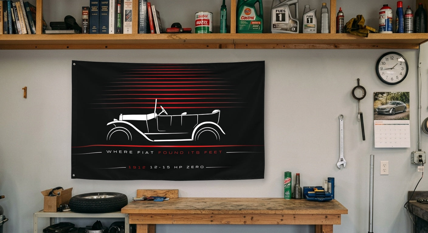Fiat 12-15 HP Zero 1912 car silhouette flag - Garage Workbench