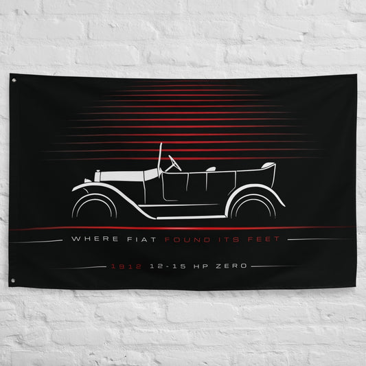 Fiat 12-15 HP Zero 1912 car silhouette flag - White Brick Wall