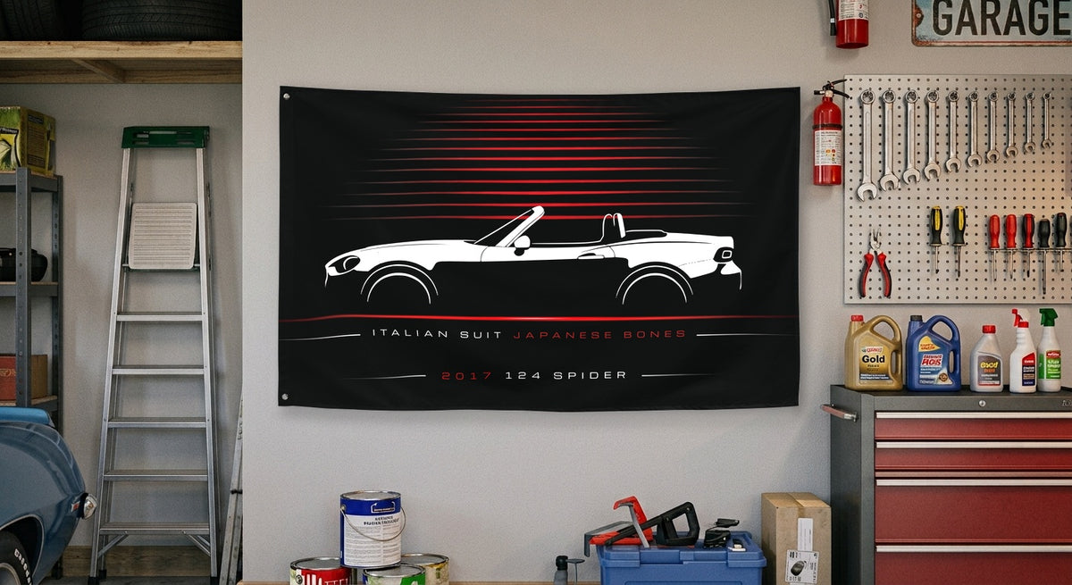 Fiat 124 Spider 2017 car silhouette flag - Garage Wall