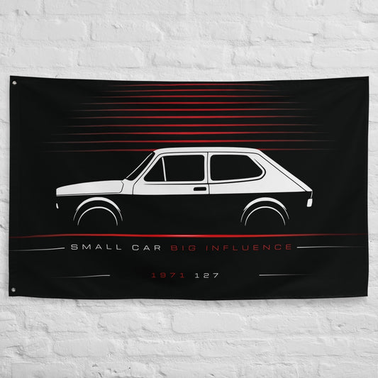 Fiat 127 1971 car silhouette flag - White Brick Wall