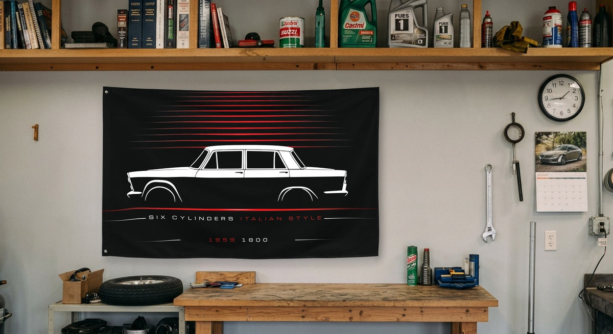 Fiat 1800 1959 car silhouette flag - Garage Workbench