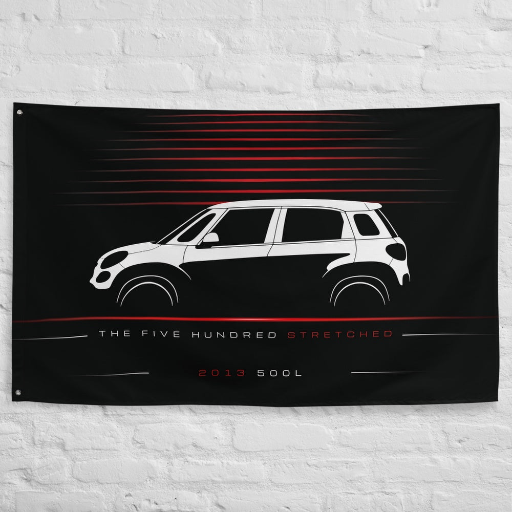 Fiat 500L 2013 car silhouette flag - White Brick Wall