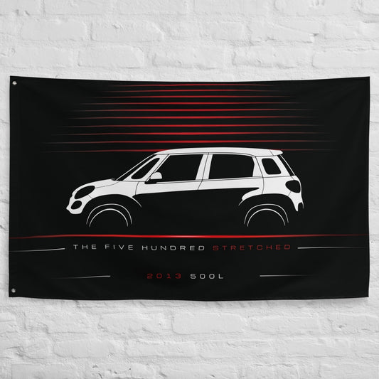 Fiat 500L 2013 car silhouette flag - White Brick Wall