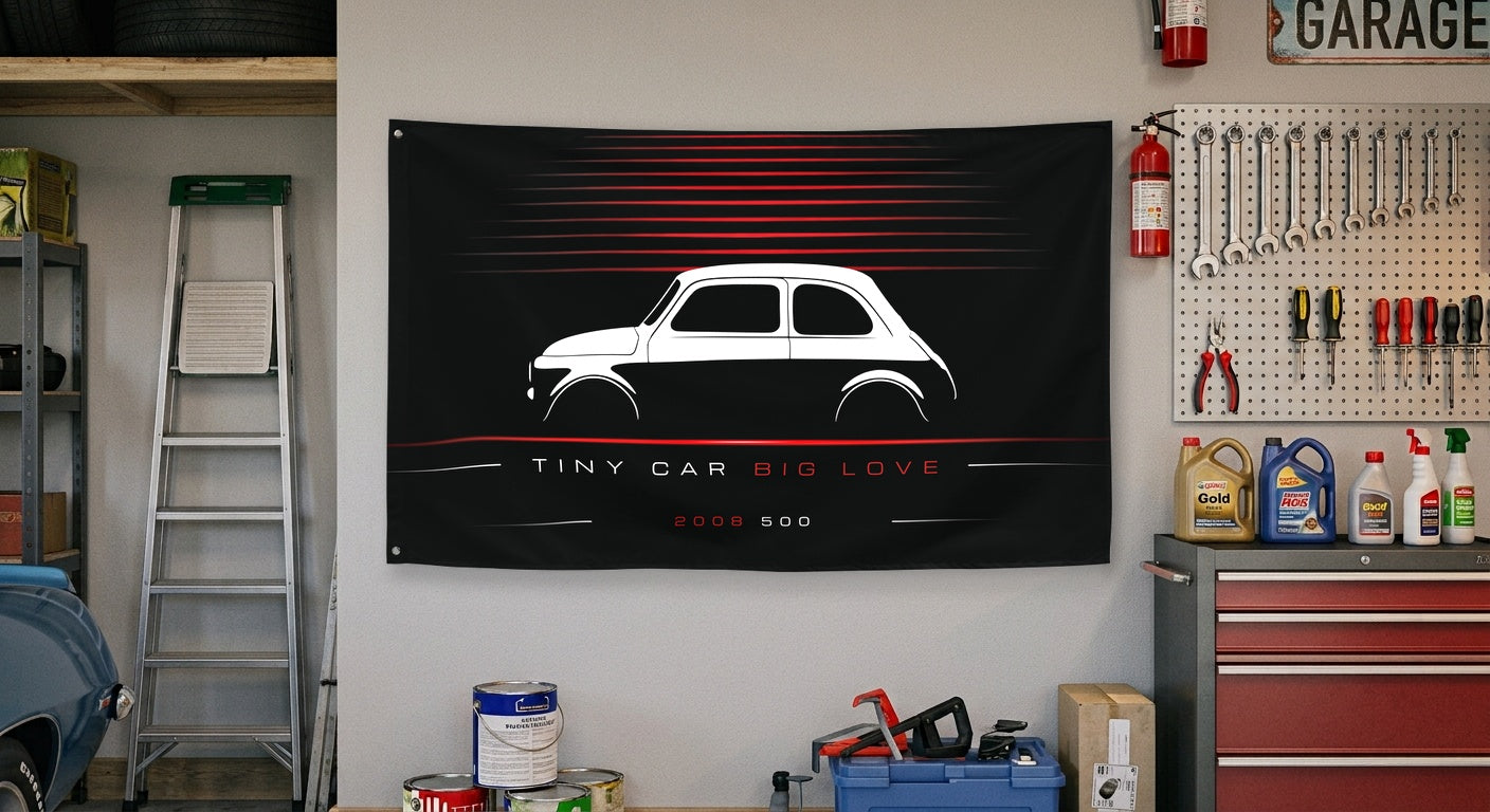 Fiat 500 2008 car silhouette flag - Garage Wall