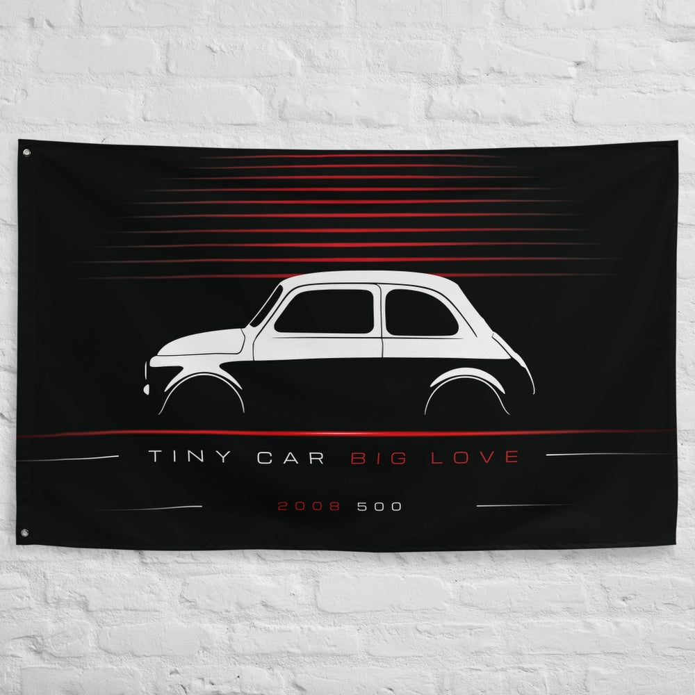 Fiat 500 2008 car silhouette flag - White Brick Wall