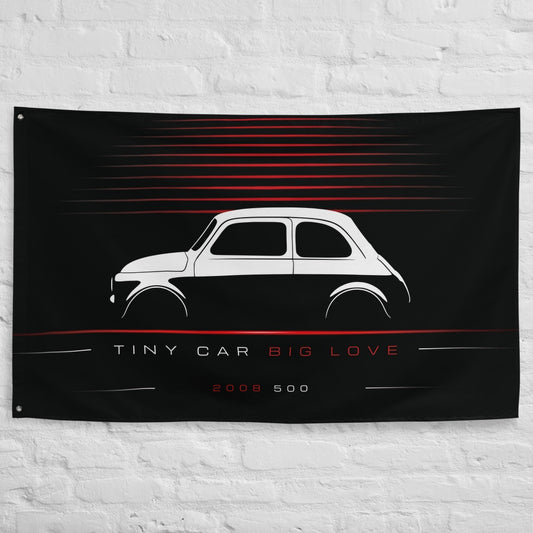 Fiat 500 2008 car silhouette flag - White Brick Wall