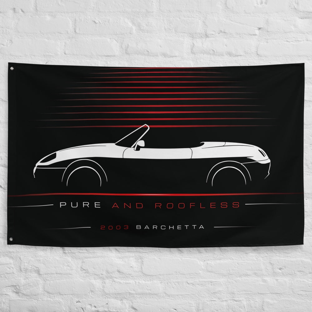 Fiat Barchetta 2003 car silhouette flag - White Brick Wall