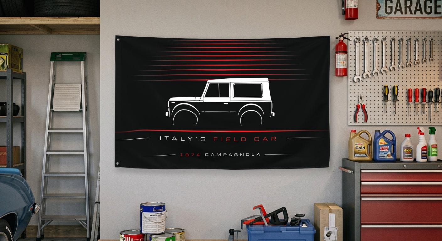 Fiat Campagnola 1974 car silhouette flag - Garage Wall