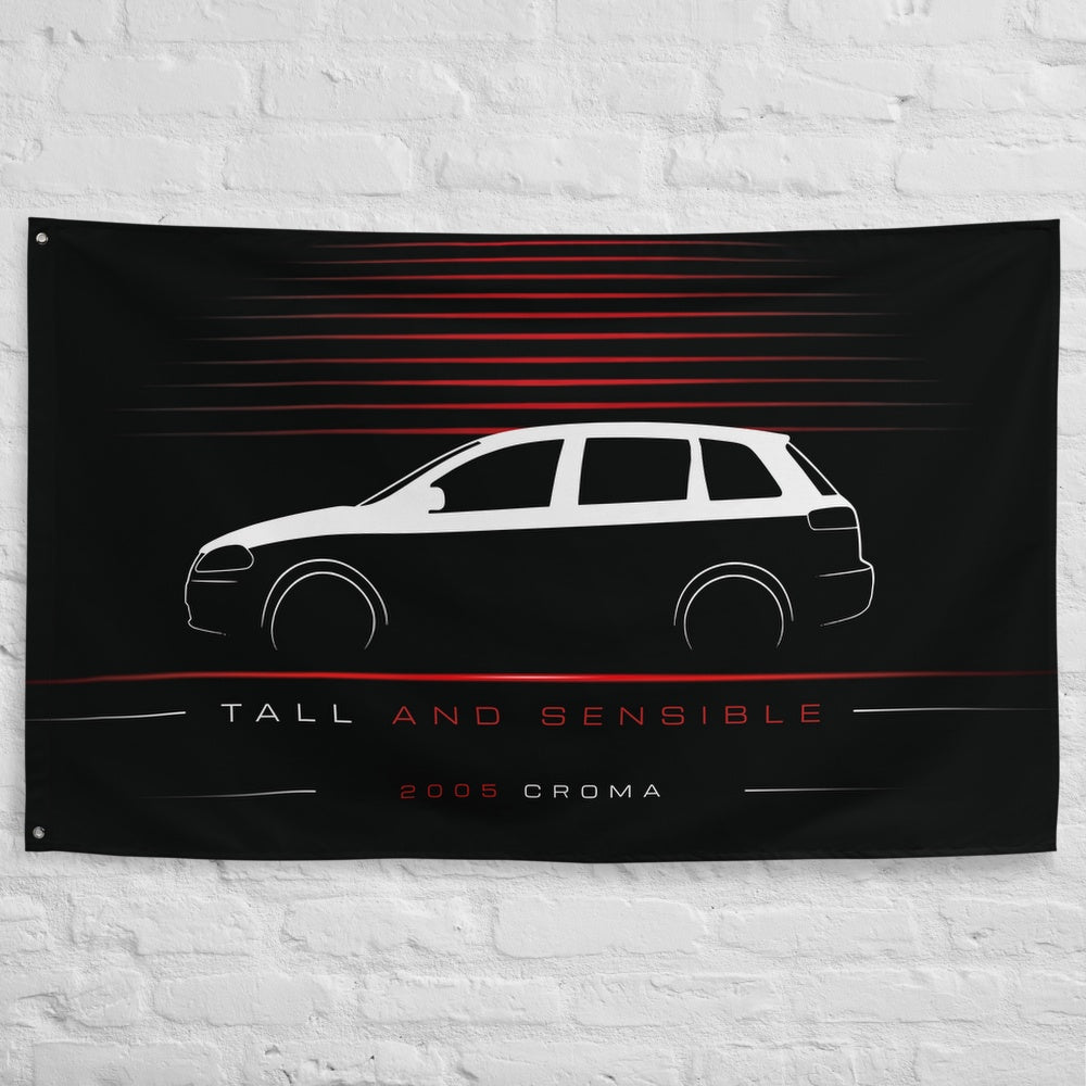 Fiat Croma 2005 car silhouette flag - White Brick Wall