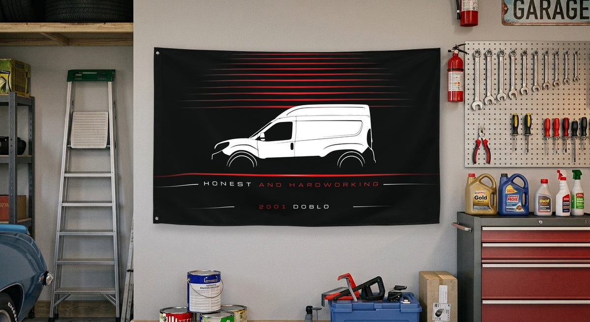 Fiat Doblo 2001 car silhouette flag - Garage Wall