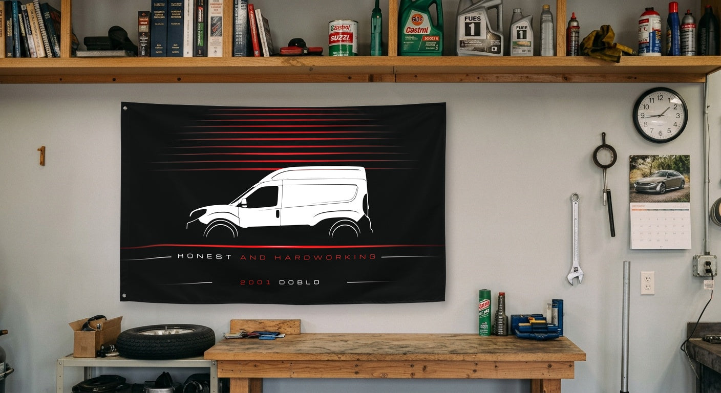 Fiat Doblo 2001 car silhouette flag - Garage Workbench