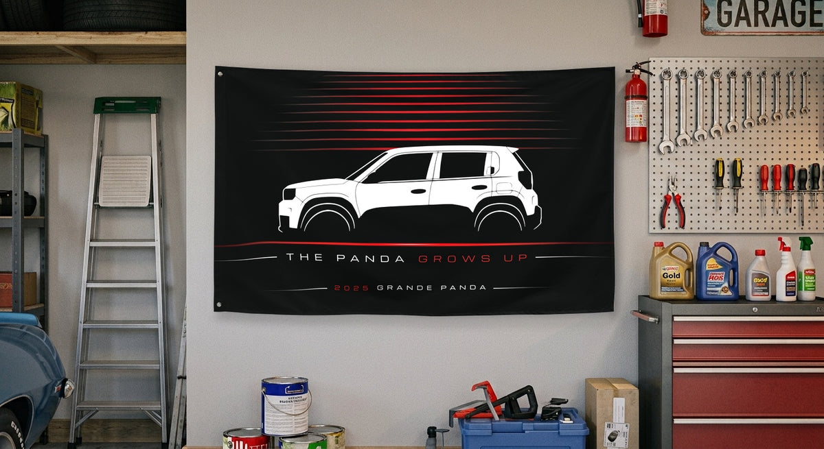 Fiat Grande Panda 2025 car silhouette flag - Garage Wall