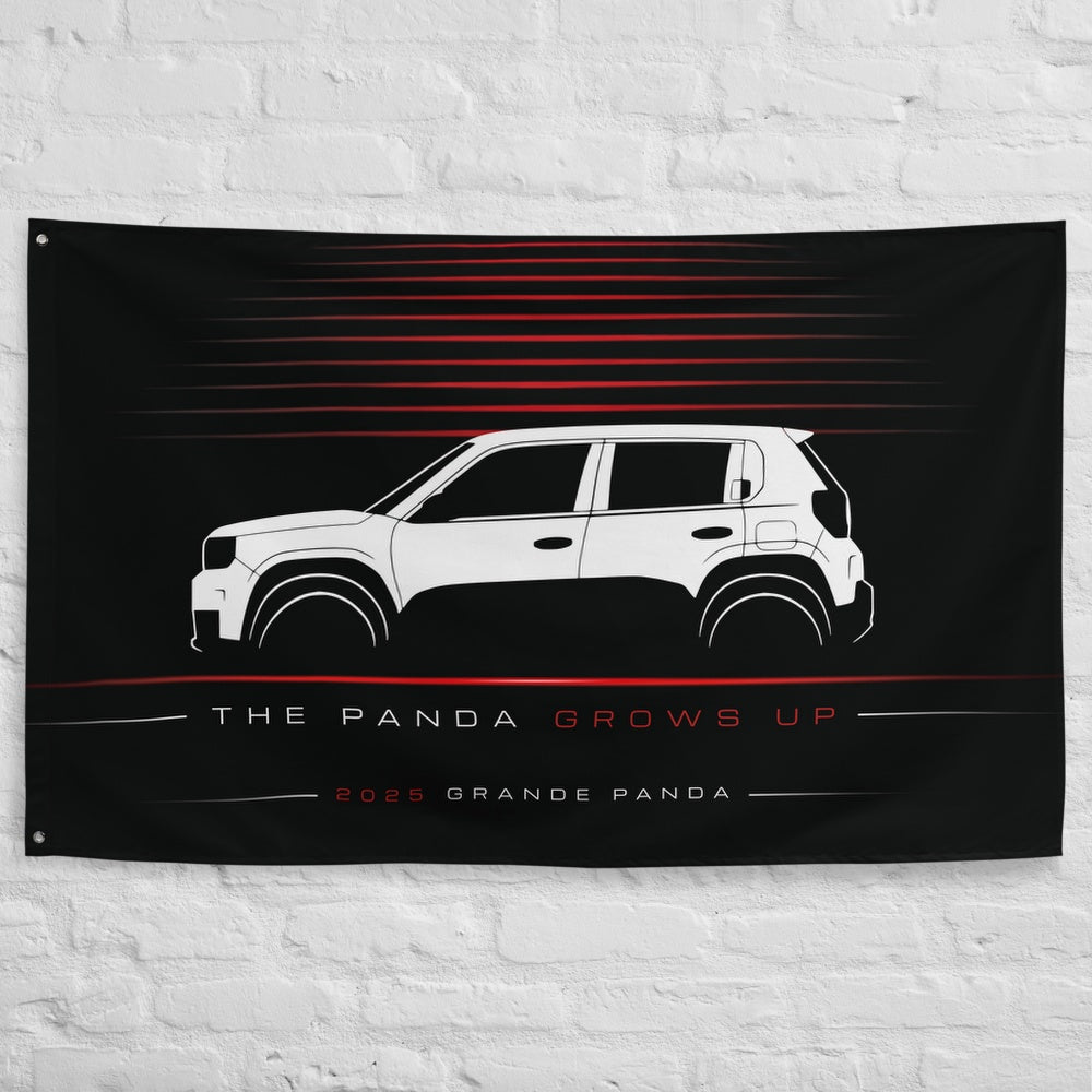 Fiat Grande Panda 2025 car silhouette flag - White Brick Wall