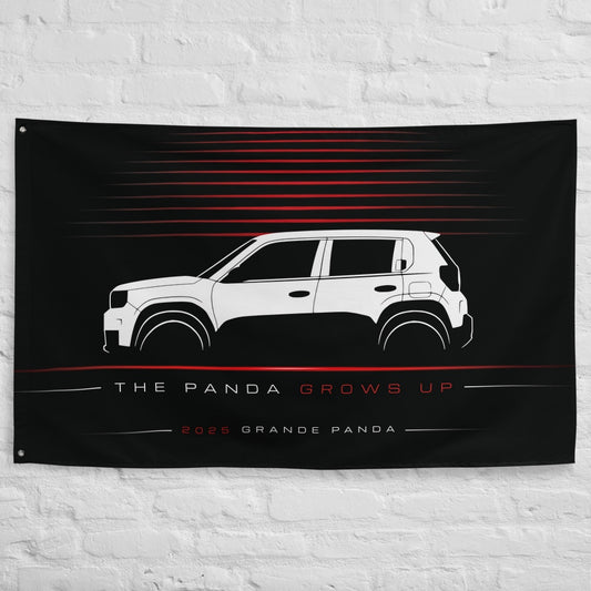 Fiat Grande Panda 2025 car silhouette flag - White Brick Wall