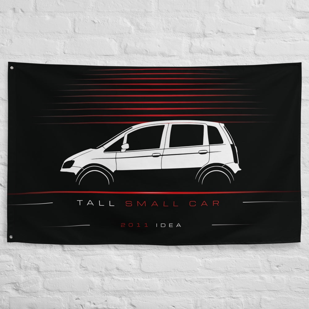 Fiat Idea 2011 car silhouette flag - White Brick Wall