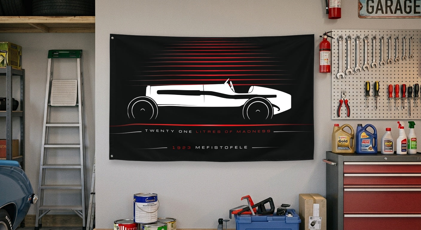Fiat Mefistofele 1923 car silhouette flag - Garage Wall
