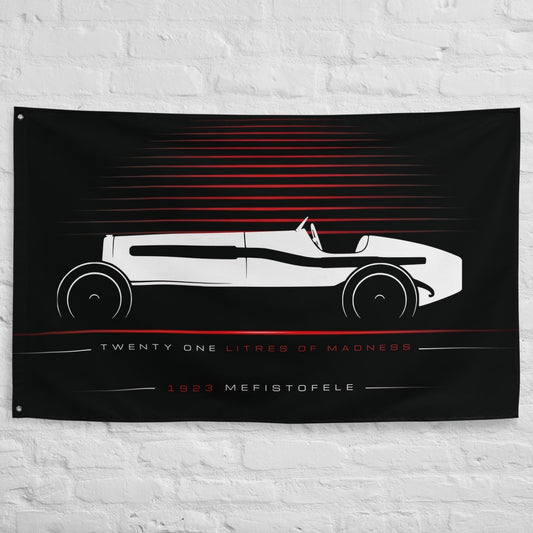 Fiat Mefistofele 1923 car silhouette flag - White Brick Wall