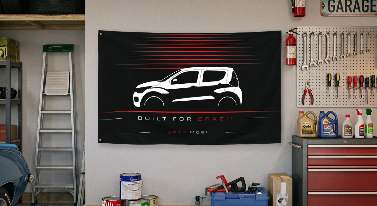 Fiat Mobi 2017 car silhouette flag - Garage Wall
