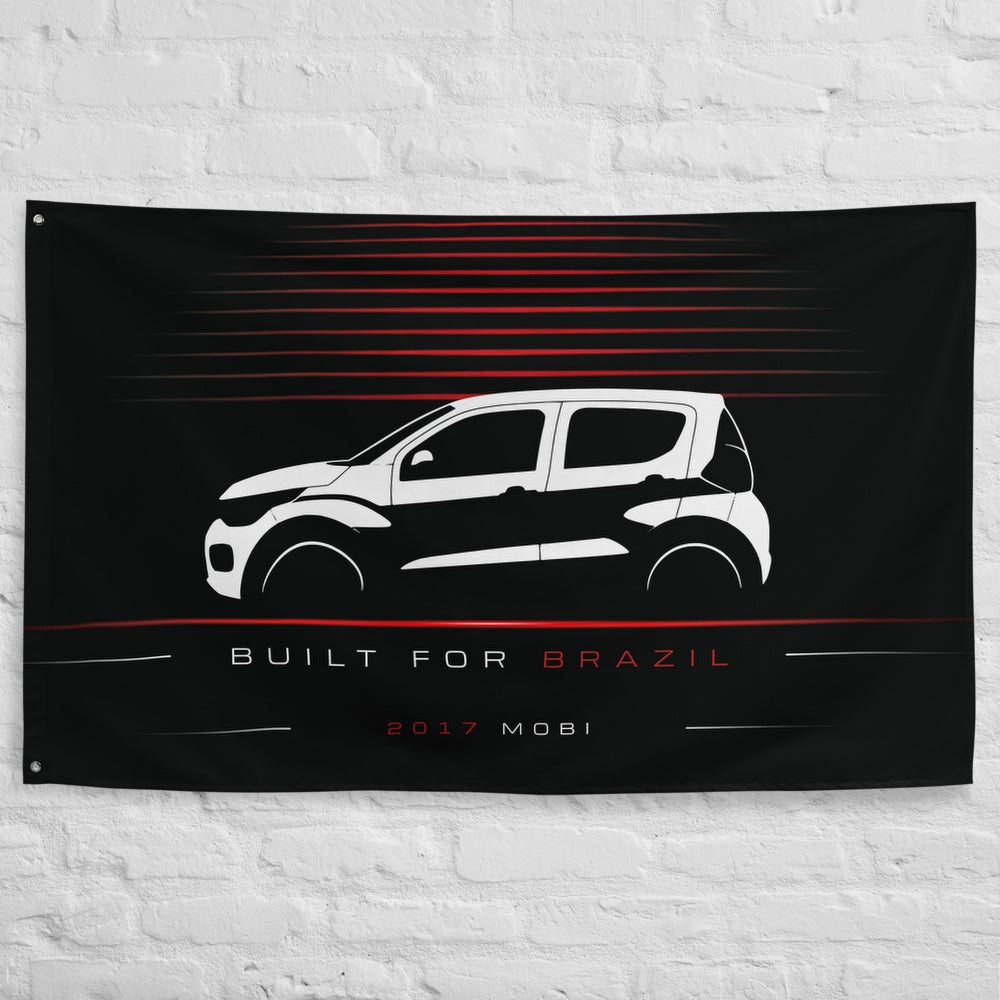Fiat Mobi 2017 car silhouette flag - White Brick Wall